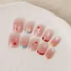 Pegatinas de Uñas con Estampado Ovalado de Longitud Media con Forma de Estrella de Colores, Pegatinas de Uñas Pre-hechas de Dibujos Animados Dulces y Lindas