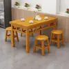 Mesas y Sillas para Comedor de Comida Rápida, Mesas para Comedor de Madera Maciza para Restaurante, Tienda de Snacks, Tienda de Fideos, Set Combinado Rectangular de Pizarra Comercial para Bar de Hot Pot y Barbacoa