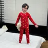 Conjunto de Ropa Interior Térmica Roja de Año Nuevo para Niños, Pijama Suave Festivo para Niños y Niñas, Nuevo Estilo para el Año de Nacimiento