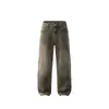 Calça jeans lavada estilo retrô para homens, calça longa de corte reto e modelagem solta, calça casual de perna larga estilo coreano adequada para primavera e outono, versátil para o trabalho e uso diário
