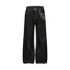 CsmyHypeyourself Jeans Flare de Sarja Crua "Estampa de Cobra" com Bordado Floral e Patchwork Jacquard