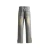 Calça Jeans Masculina Tendência Outono/Inverno Design Simples Estilo Americano Retrô Cor Amarelo Lama Calça Casual Reta Solta