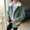 Casaco de lã de cordeiro de inverno masculino adolescente moda marca lapela casaco acolchoado de algodão engrossado lã quente casaco acolchoado de algodão