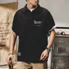 Camiseta Retro de Manga Corta Estilo Americano para Hombre Holgada Verano Ropa de Hombre 2022 Nueva Camisa de Trabajo Camisa Polo de Media Manga para Hombre