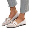 Comercio Exterior Nuevos Zapatos Planos Ligeros Transpirables Slip-On para Mujer Transfronterizos Boca Baja Lazo Puntera Puntiaguda Slip-On Talla Grande Zapatos de Barco