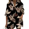 2024 Amazon Este Verano Nuevo Traje Europeo y Americano Moda Femenina Casual Reductor de Edad Estampado Top Shorts Conjunto de Dos Piezas