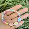 Pulseira Infantil Fofa Contas Acrílicas Coloridas Letras de Meninas Desenho Animado Contas de Pérola Plástica Pulseira de Contas Coloridas
