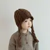 Gorros de Invierno para Niños Gorros de Lana para Niños Gorros de Punto para Niños Gorros Cálidos a Prueba de Viento Estilo Coreano Color Sólido Gorros con Protección para las Orejas para Niñas