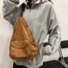 Bolso de pecho de color liso para mujer, bandolera de gran capacidad, bolso de hombro de lona coreano, mochila de trabajo de estilo japonés, moda informal