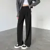 Pantalones de pierna ancha para mujer para primavera, otoño y verano, delgados de cintura alta, ajuste slim, pierna recta, de seda helada, pantalones casuales tipo traje para personas petite.