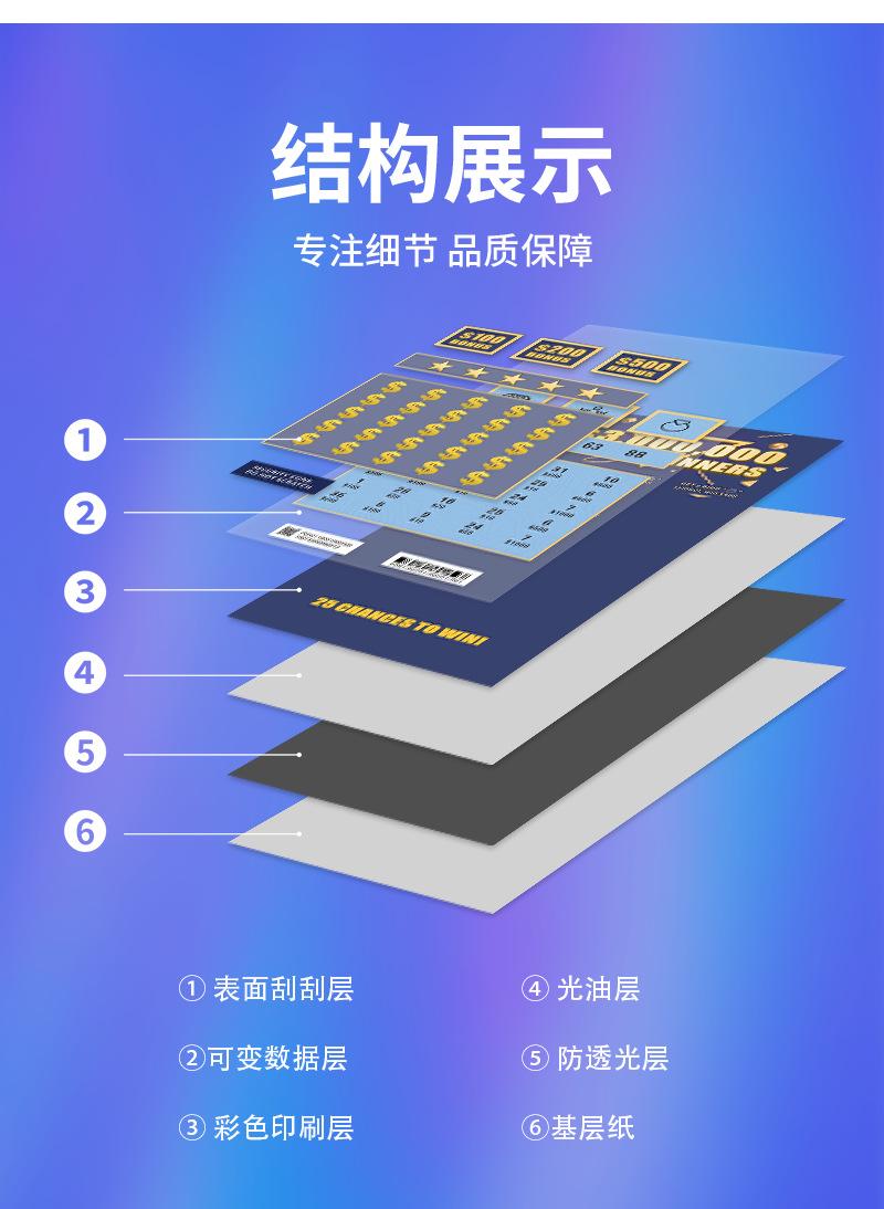 彩票定制厂家海外可变数据刮刮乐卡片定做防伪彩票刮刮乐批量印刷