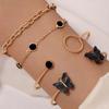 Joyería Transfronteriza Europea y Americana Mariposa Diamante Hueco Multicapa Apilado Pulsera Traje de Pulsera Geométrica Abierta de Cuatro Piezas para Mujer