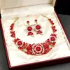 Zi Yu Joias Transfronteiriças Conjunto de Colar e Brincos Flor Rosa Exagerada Acessórios de Noiva Decoração de Vestido de Festa