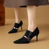 Zapatos de Salón de Corte Profundo de Moda para Mujer, Nuevos Botines de Gamuza de Tacón Alto de Punta Aguda Otoño/Invierno 2026