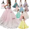 Vestidos Infantis Mais Vendidos no Exterior para Idades de 2 a 14 Anos, Vestidos de Princesa em Estoque para Crianças Maiores, Vestidos Infantis de Renda em Blocos de Cor