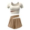 Conjunto Fitness Nude, Conjunto Esportivo Sem Costura, Conjunto de Combinação de Cores de Verão, Conjunto de Yoga Slim