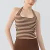Top Esportivo com Características à Prova de Impacto, Design Traseiro Estiloso, Regata para Pilates Yoga com Bojos, Sutiã Halter Sexy Push-Up