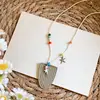 Collar de Estrellas de Mar de Color Dopamina con Cuentas para Mujer Estilo Vacaciones en la Costa Cuerda de Estrella Colgante Accesorio Único Exquisito