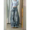 Jeans Curvo Estilo Retro Americano para Mulheres, Novo Estilo Início da Primavera, Tamanho Grande com Caimento Solto, Design Emagrecedor, Calça Reta de Perna Larga