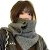 Chal de punto de cuello alto abotonado estilo coreano para mujer, prenda de abrigo de invierno, bufanda tejida cálida, protector de cuello, chal tipo cuello falso