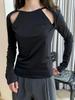 Primavera y Verano Nuevo Estilo Coreano Moda y Sexy Recorte Espalda Descubierta Camiseta Suave y Fresca Look Adelgazante Top para Mujer