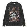 Camiseta de Manga Corta Estampada de Hip-Hop Transfronterizo Hm King Von, Lavada y Desgastada, Algodón Puro de Peso Pesado, Cuello Redondo, Hombro Caído
