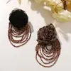 Elegante e Delicado Borla Contas de Arroz Tecido Rosa DIY Corda de Cabelo Adorno de Cabeça Corsage Flor para Roupa Acessórios