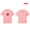 Camiseta de Algodón Pesado Moda Americana Transfronteriza Estampado de Letras Supreme Cuello Redondo Manga Corta Unisex Holgada Casual para Hombres y Mujeres