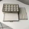 Caja de Almacenamiento de Joyería de Acrílico Transparente Gris Tipo Cajón a Prueba de Polvo para Anillos, Pendientes, Collares, Pulseras - Caja Multifuncional de Terciopelo