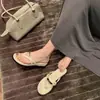 Chanclas de Moda con Hebilla Metálica, Estilo Verano, Para Exteriores, Chanclas de Suela Gruesa para Mujer