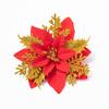 Decoraciones Navideñas de Venta Caliente Transfronterizas, Flores de Pascua con Purpurina Dorada, Flores de Navidad, Cabezas de Flores, Coronas Navideñas, Decoraciones Navideñas