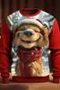 Roupas Engraçadas e Elegantes para Festas Natal Inverno Animal Fofo Impressão Digital 3D Moletom Gola Redonda para Homens e Mulheres Casais