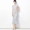 Nuevo Vestido de Sirena Elegante Estilo Chanel para Otoño 2025, Delgado en la Cintura, Hueco, de Manga Corta, con Encaje