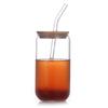 Taza de Vidrio de Borosilicato de Alto Valor Estético para Bebidas Frías, Forma de Lata con Popote, 500ml / 16oz, Cola, Agua, Jugo