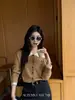 Chegada Nova de Outono Estilo Old Money Cardigan de Tricô Color Block Listrado com Gola Polo Feminino Curto Emagrecedor Casaco Suéter