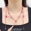 Collar Doble Capa Flor Rosa Roja Super Hada Verano Dopamina Dulce Exquisito Aclarador de Piel Cadena para Clavícula Multicapa Apilable Mujer