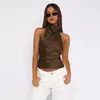 Estilo Novo Primavera 2026 Roupas Femininas Personalizadas, Estilo de Rua Sexy Hot Girl Versátil Top de Cetim Sem Costas para Mulheres