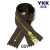 Zíper de metal YKK nº 3 dourado-cobre com cursor em formato de sino, disponível em várias cores, atacado em estoque, especializado para acessórios de bolsas artesanais
