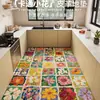Alfombrilla de cocina de cuero pintada al óleo, engrosada, impermeable, ecológica, sin olor, antideslizante, fácil de mantener, alfombra con forma personalizada