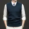 Outono de 2026 Novo Colete Masculino Versátil Tendência Mistura de Lã 340g Espesso Cor Sólida Moda Estilo Executivo