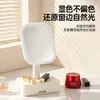 Espejo de escritorio para maquillaje, espejo cosmético LED, plegable y portátil, se puede apoyar en una mesa, con luces para iluminación suplementaria, espejo de oficina