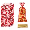 Oportunidad de Comercio Exterior Bolsas Planas con Estampado de Labios en Forma de Corazón, Bolsas para Galletas, Dulces y Regalos Festivos, Bolsas de Celofán para Empaque