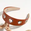 Moda Europea y Americana Elegante Diadema de Cuero de Ala Ancha Estilo Punk Moda de Corte Metálico Accesorios Versátiles para el Cabello para Mujeres al Salir