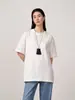 Camiseta de Algodão Puro Pesado de Manga Curta para Mulheres, 300g, Tendência Primavera e Verão, Gola Redonda, Caimento Solto, Camada Base, Top Básico para Mulheres
