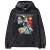 Sudadera con Capucha Oversize Lavada Vintage Estampado Vintage Retro de Dibujos Animados Japoneses