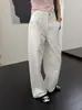 Jeans Rectos Blancos GAGD para Mujer, de Tiro Alto, Holgados, Adelgazantes, Casuales, Versátiles, Jeans Blancos de Pierna Ancha, Nuevo Estilo de Otoño