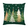 Funda de Almohada Atmósfera Elemento Navideño Nuevo Transfronterizo Árbol de Navidad Copo de Nieve Camión Patrón Inglés Funda de Almohada Decorativa