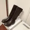 Hebilla de Cinturón Europea de 4 cm de Venta Caliente Botas Largas de Caña Alta Nuevas Otoño e Invierno 2026 Punta Redonda Tacón Grueso Sin Cierre Botas Casuales para Montar