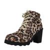 Botas de tacón alto para mujer talla grande, hebilla de cinturón, zapatos de mujer, tacón grueso, botines, punta redonda, cordones, botas Martin, botines, botas de Caballero