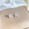 Conjunto de Moda Transfronterizo Incrustado con Circonita Collar y Pendientes Conjunto de Dos Piezas Trébol de Cuatro Hojas Completamente Diamantado Versátil Joyería de Lujo Ligero